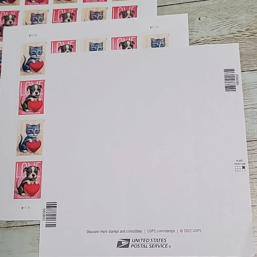 100 Forever 2023 Love Stamps Kitten Puppy First Class USPS‎ Postage Mail Dog Cat
